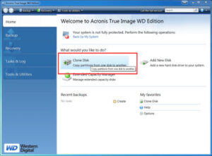 Acronis True Image WD Edition system backup screenshot