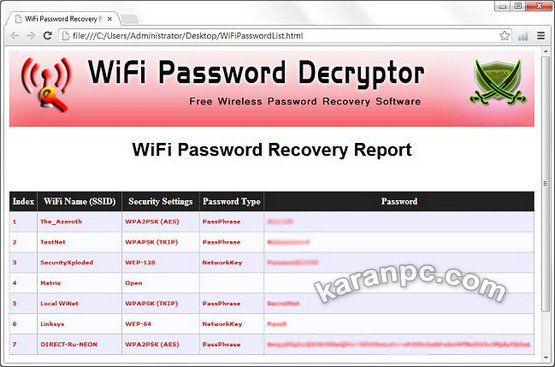 WiFi Password Decryptor Free Download